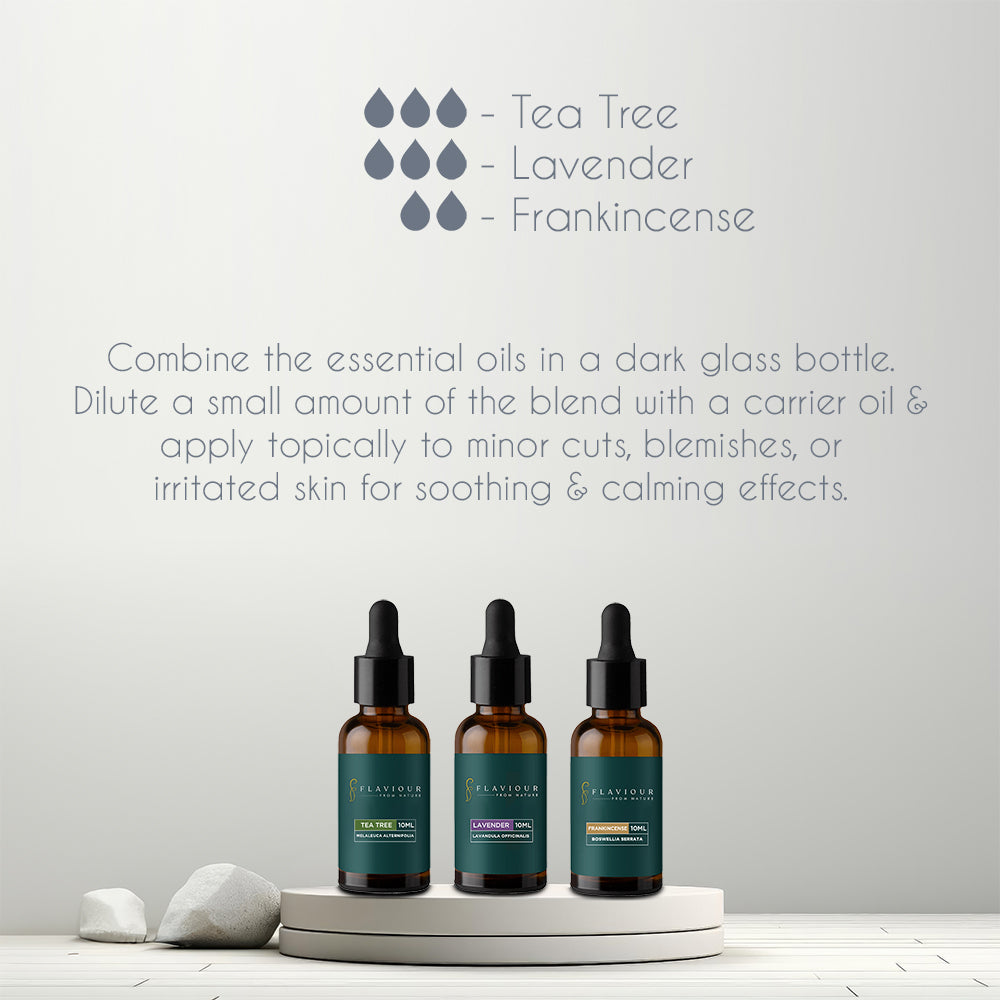 lavender frankincense and tea tree oil Flaviour Skin Soother Combo – Essential Oils for Radiant Skin